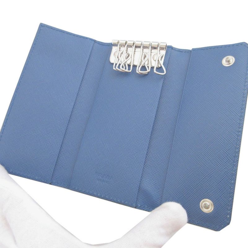 Prada 2m0223 Saffiano Leather Blue 6-ring Key Case 1310 Prada