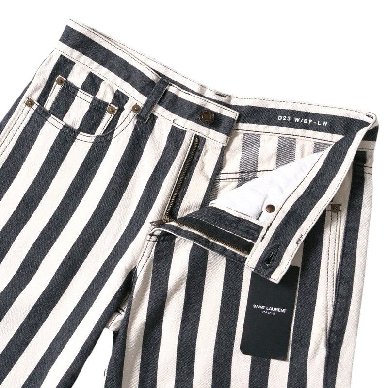 Saint Laurent Paris Denim Pants Size 25 (155 60Y) Striped Skinny