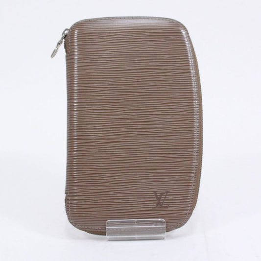 Louis Vuitton Agenda Geod Epi Lilac Leather Brown Wallet Silver M6387b