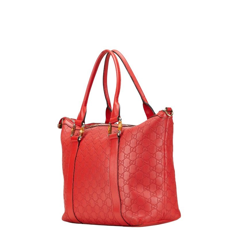 Guccissima Bamboo Handbag Shoulder Bag 2WAY 339548 Red Leather Ladies Gucci