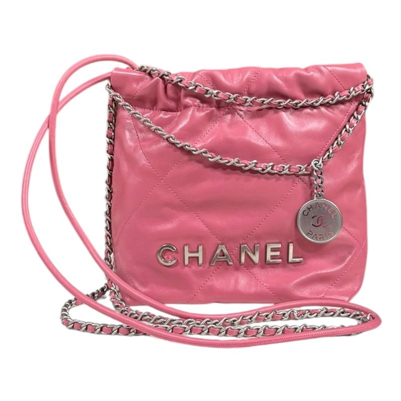 Chanel Mini Handbag Chanel 22 Shoulder Bag Leather As3980 Pink Ladies Chanel