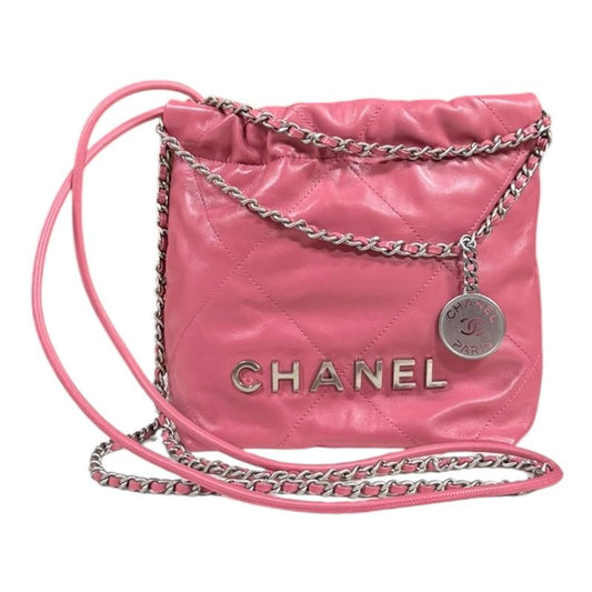 Chanel Mini Handbag Chanel 22 Shoulder Bag Leather As3980 Pink Ladies Chanel