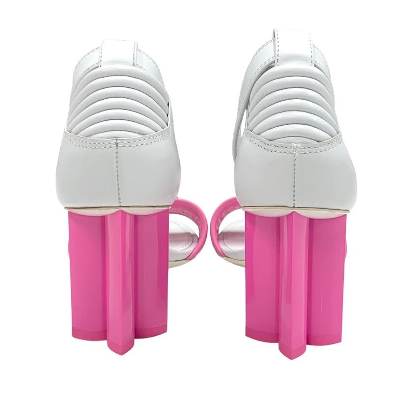 Louis Vuitton Silhouette Line Sandals Shoes Leather White Pink White Unused
