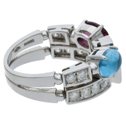 Bulgari Allegra 18K White Goldwhite Gold Multi-stone Ring Ladies Size 11
