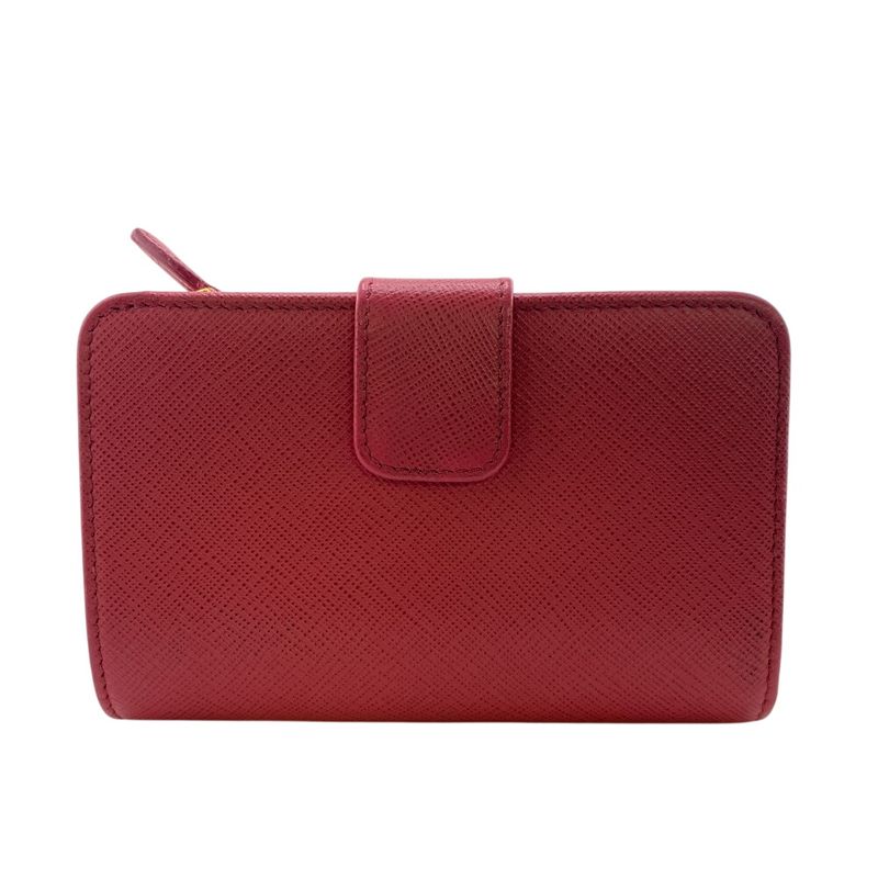 Prada 1ml018 Saffiano Bifold Wallet Branded Coin Purse Bill Pink Ladies