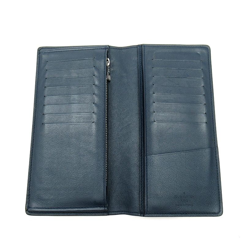 Louis Vuitton Portefeuille Brazza M58818 Taurillon Leather Men's Océan