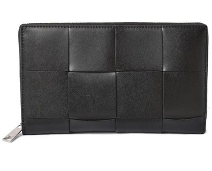 Unused Bottega Veneta Long Wallet Intrecciato Zip Up Around 649607 Calf Black