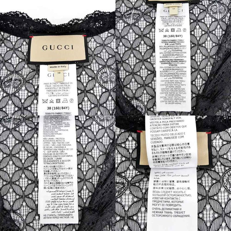 Gucci See Through Shirt With Inner Size 38 Black 717104 Long Sleeve