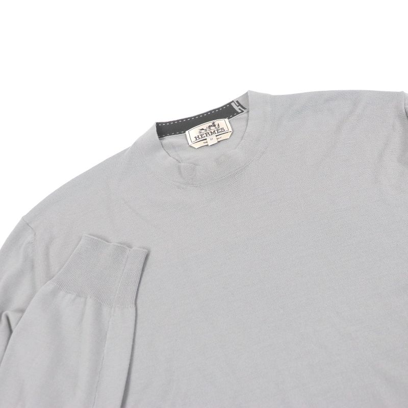 Hermes 24AW 100% Wool Light Hand Long Sleeve Long Sleeve Knit Sweater Gray M