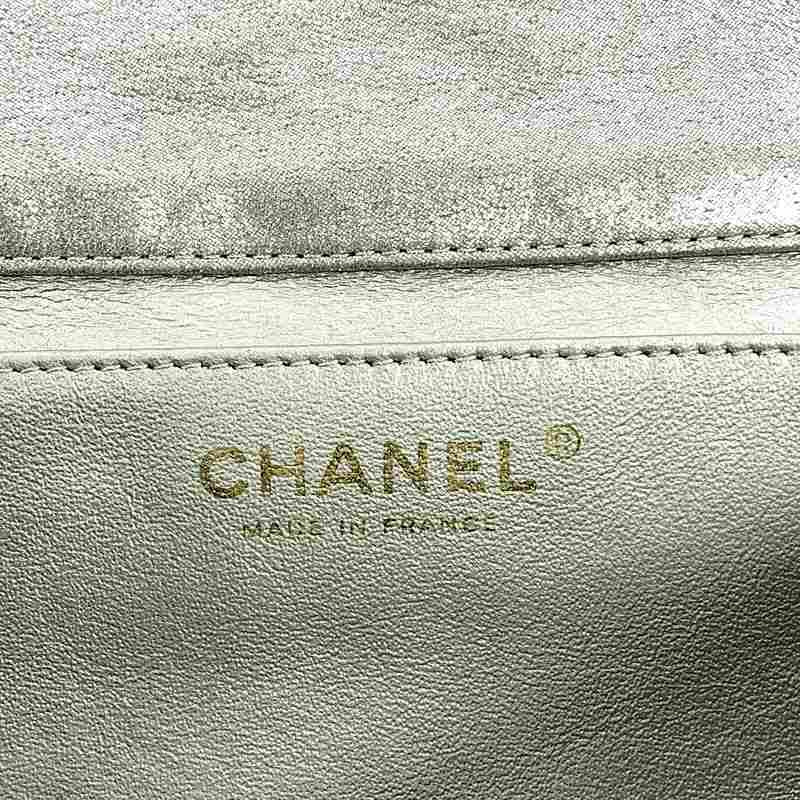 Chanel - Matelasse Metallic Leather Flap Chain Shoulder Bag - Silver - Women