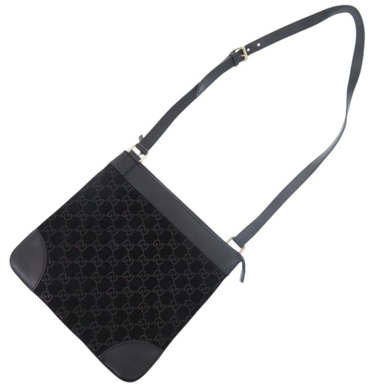 Gucci 272396 GG Suede Black Shoulder Bag Black 0454 Gucci