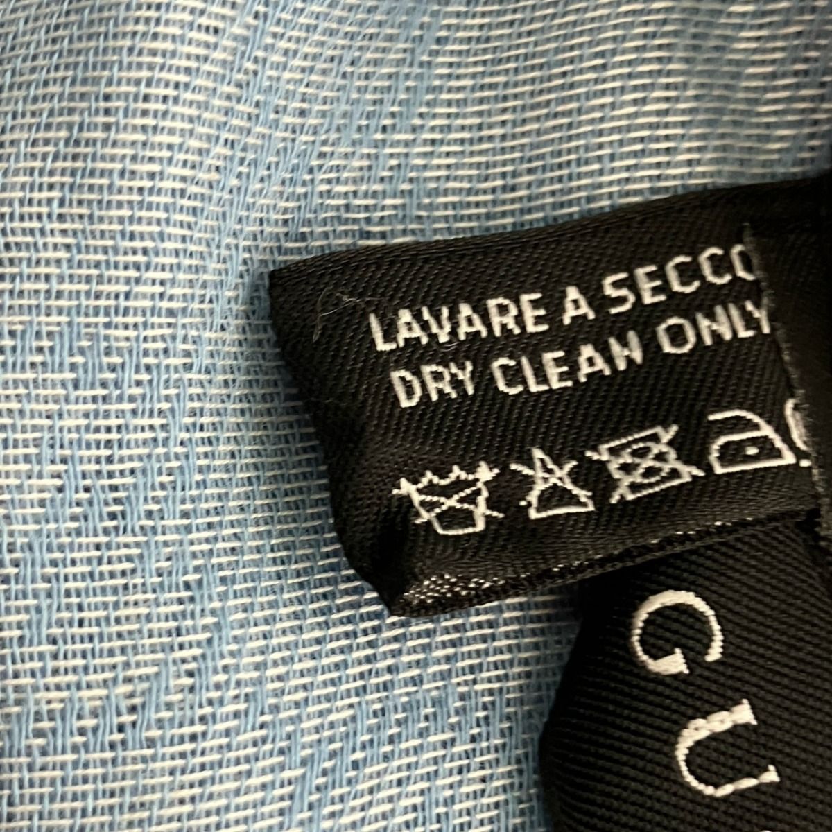 Gucci Striped Cotton Stole Sky Blue X White