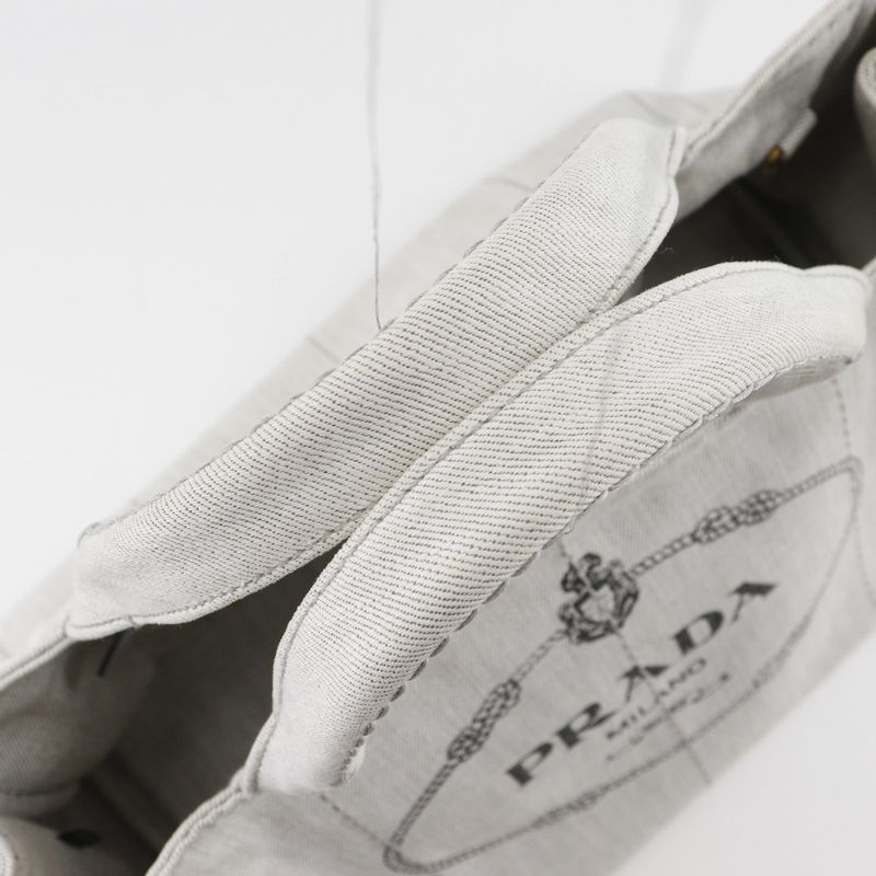 Prada Canapa Triangle Logo Plate 1bg439 Denim Light Gray Women's Handbag