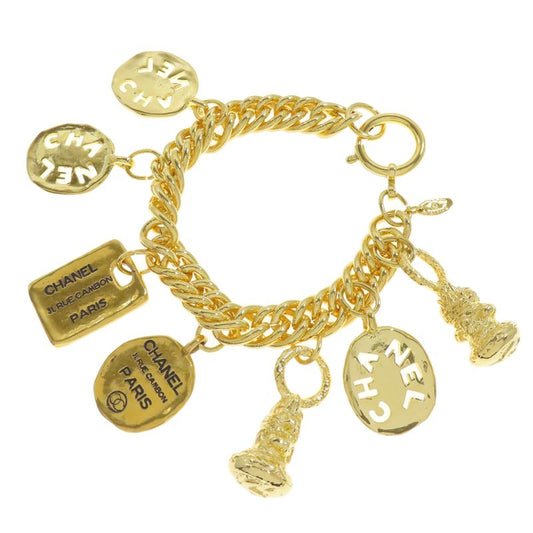 Chanel Vintage Logo Plate Bracelet Metal Ladies