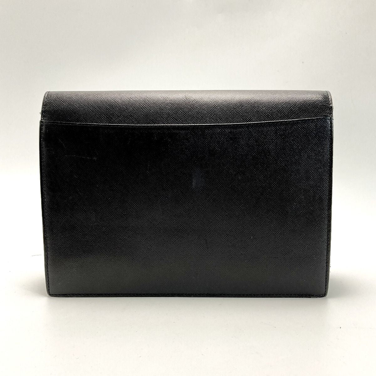 Yves Saint Laurent YSL Logo Clutch Bag Black Leather Vintage