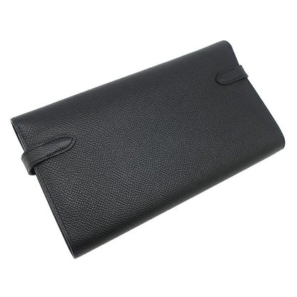 Hermes Long Wallet Kelly Wallet Long Vaux Epson Black Silver Hardware Black B