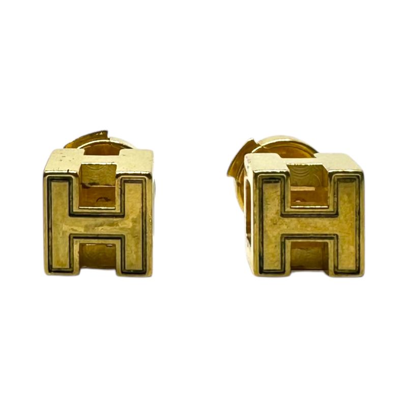 Hermes H Cube Caged Ash Earrings H Cube Caged Ash Earrings Binaural Gold with