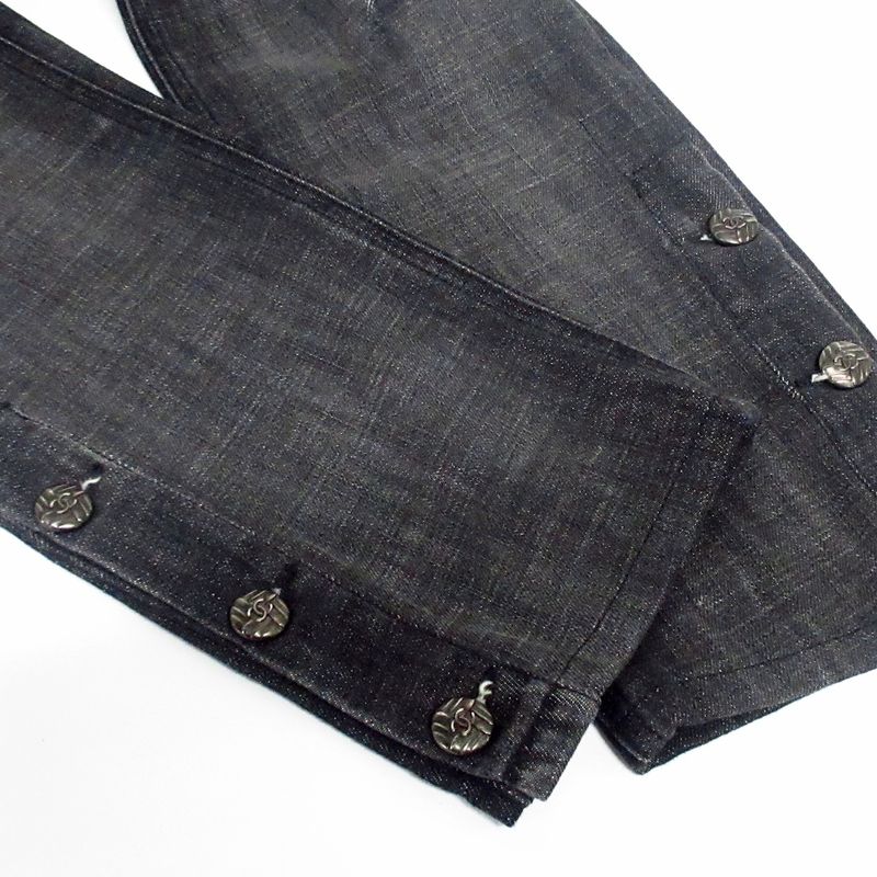 Chanel Jeans Size 38 M Women's P41841 Black Cotton