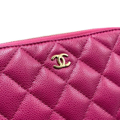 Chanel Shoulder Bag Classic Chain Clutch Matelasse Caviar Skin Coco Mark Pink