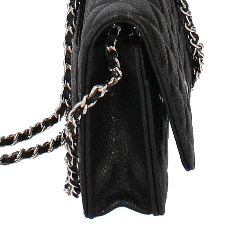 Chanel Matelasse Chain Wallet Ap0250 Caviar Skin Ladies Shoulder Bag Black