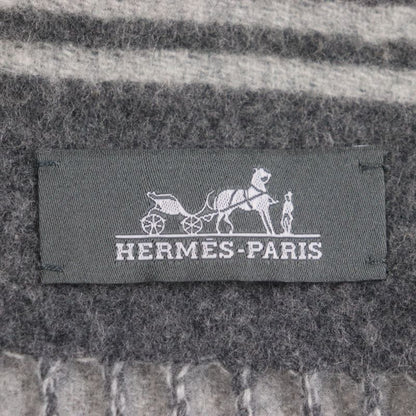  Hermes Sangre À Bucle 100% Cashmere Anthogracito Gris Cles Fringed Scarf With