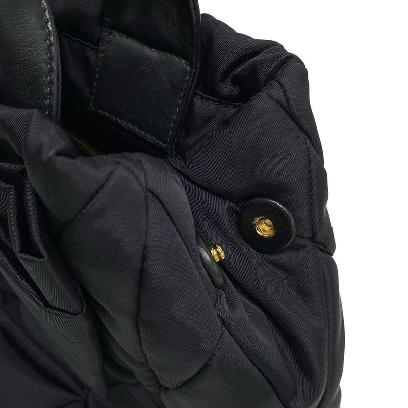 Prada Tote Bag New Tessuto Bomber 1bg005 Black Leather