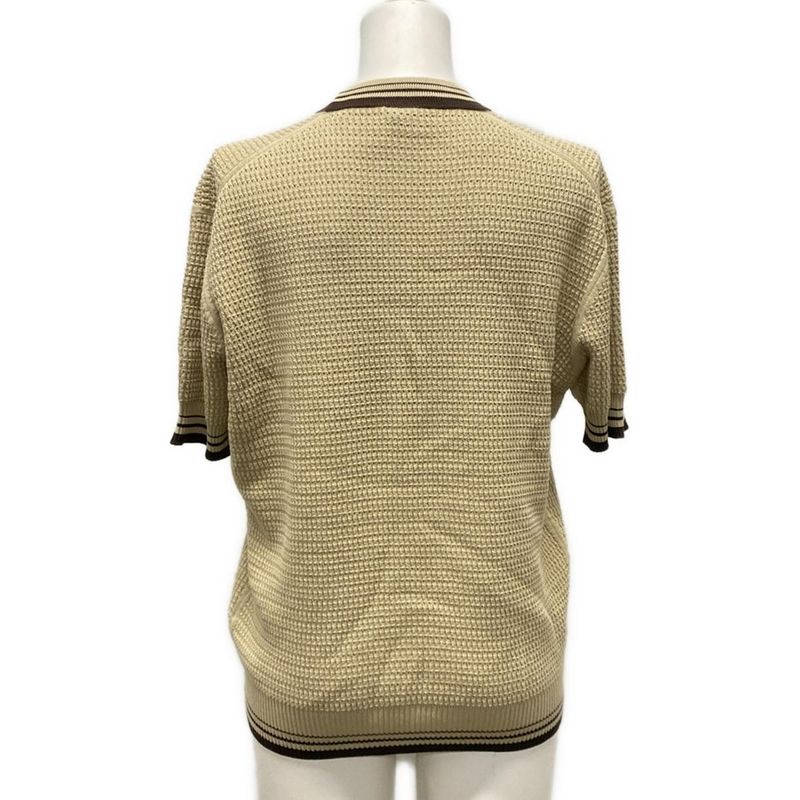 Prada Short Sleeved Sweater Size 46 L Women - Umb758 Beige And Brown Cotton Silk