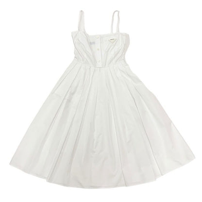 Prada Poplin Dress Cotton White Triangle Logo Set Suit