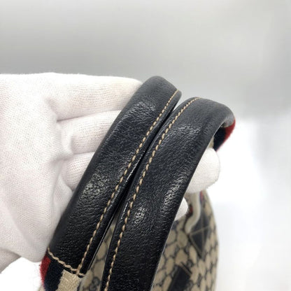 Gucci 131230 Tote Bag Navy GG Canvas/leather Sherry Line Women's