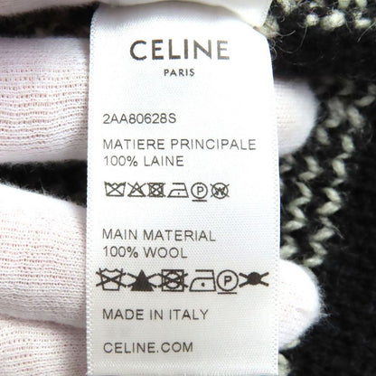 Celine 22AW 2aa80628s 100% Wool Fair Isle Logo Boxy Crew Neck Long Sleeve Knit