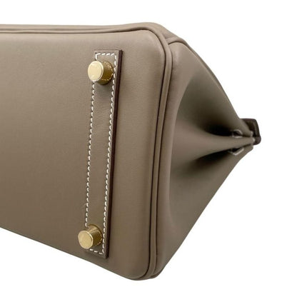 Hermes Handbag Birkin 25 W Engraved Swift Etoupe Glaze Gold Hardware Hermes