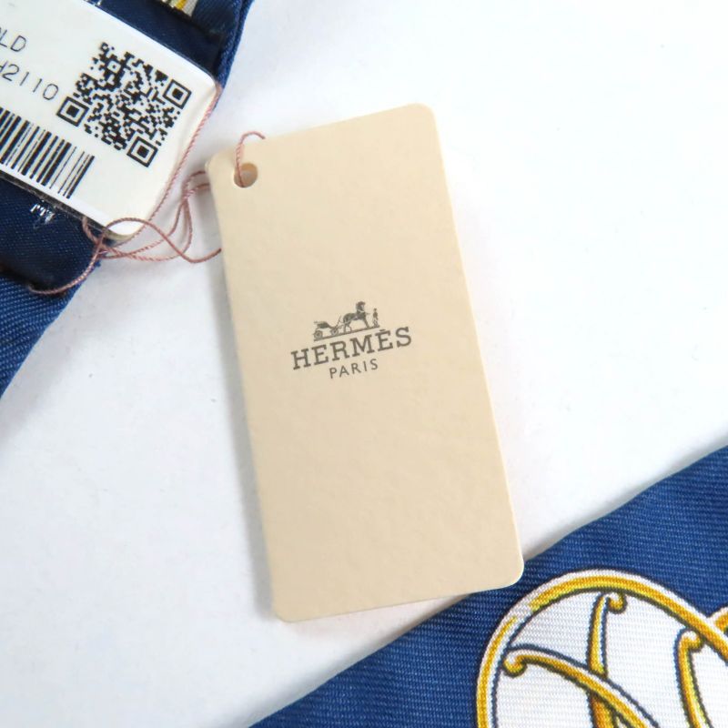 Hermes Twilly Lift Profile Lift Profile 100% Silk Marine/noir/gold Scarf With