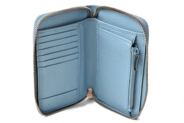 Gucci Wallet Preowned Gucci Foldable Wallet Gucci Swing Leather Light Blue