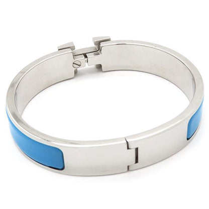 Hermes Bracelet Click H PM Metal Enamel Blue and Silver Hardware H Bracelet
