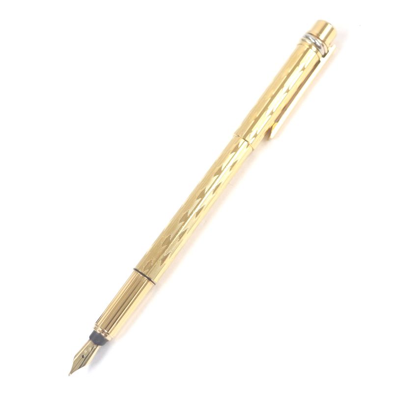 Cartier Trinity Deux Nib 18k M Nib Diamond Pattern Capped Fountain Pen Gold
