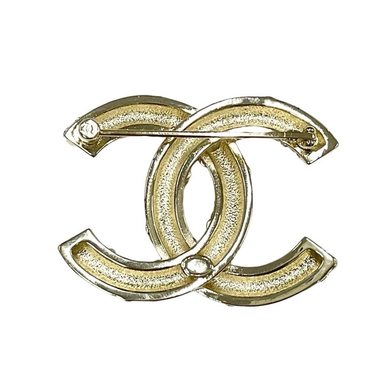 Chanel Brooch Corsage Gold Pink Here Mark Rhinestone Pearl