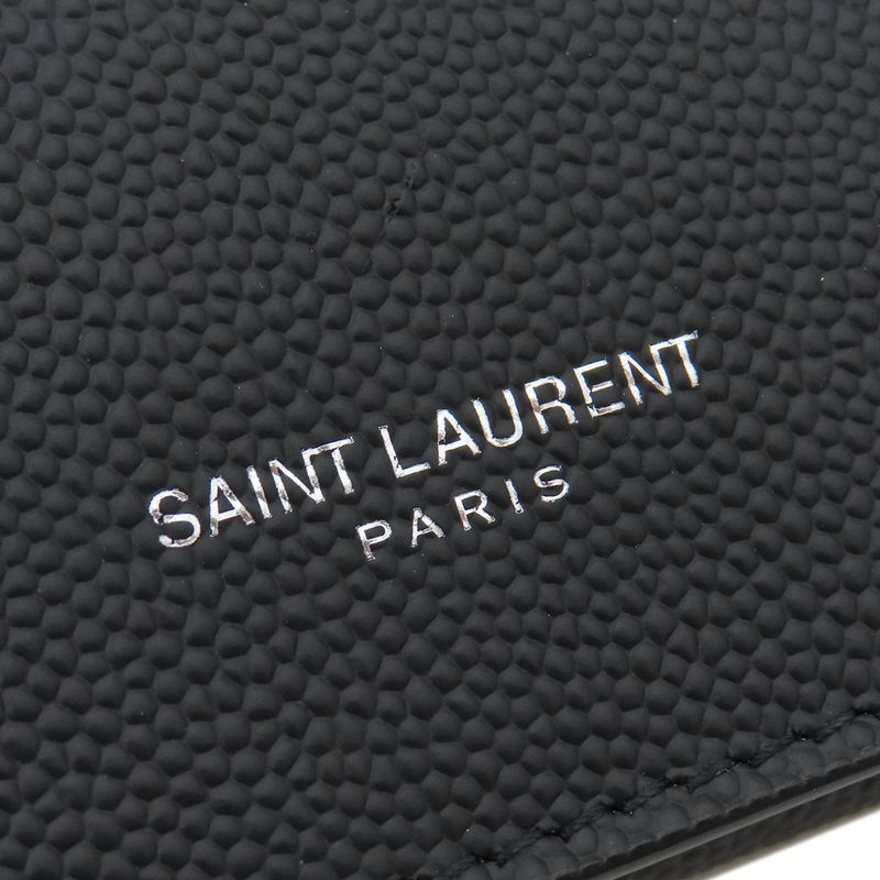 Saint Laurent Key Case Logo Leather Black Silver Hardware Black Key Case