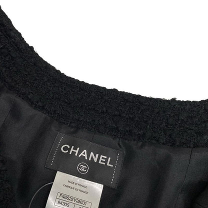 Chanel Coat Size 36 S Womens P46625 Black Tweed / Seventh Sleeve / Autumn /