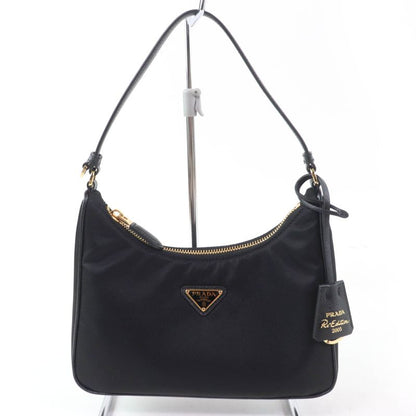 Prada Re-edition 2005 Re-nylon Triangle Logo Mini Nylon Handbag Black Gold