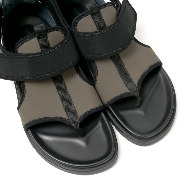 Hermes Giorno Sandals Size 44 Thong Sandals Shoes Khaki Black Made In