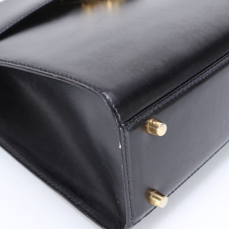 Prada Leather 2WAY Shoulder Bag Crossbody Hand Tote Genuine Leather Black Gold