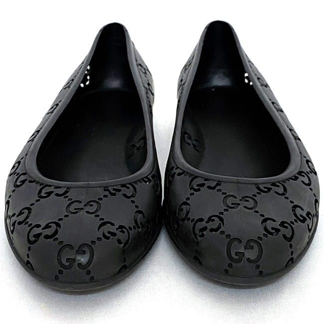 Gucci Flat Shoes Black Cima Excellent Condition 24.0cm (9.45in) Rubber Preowned