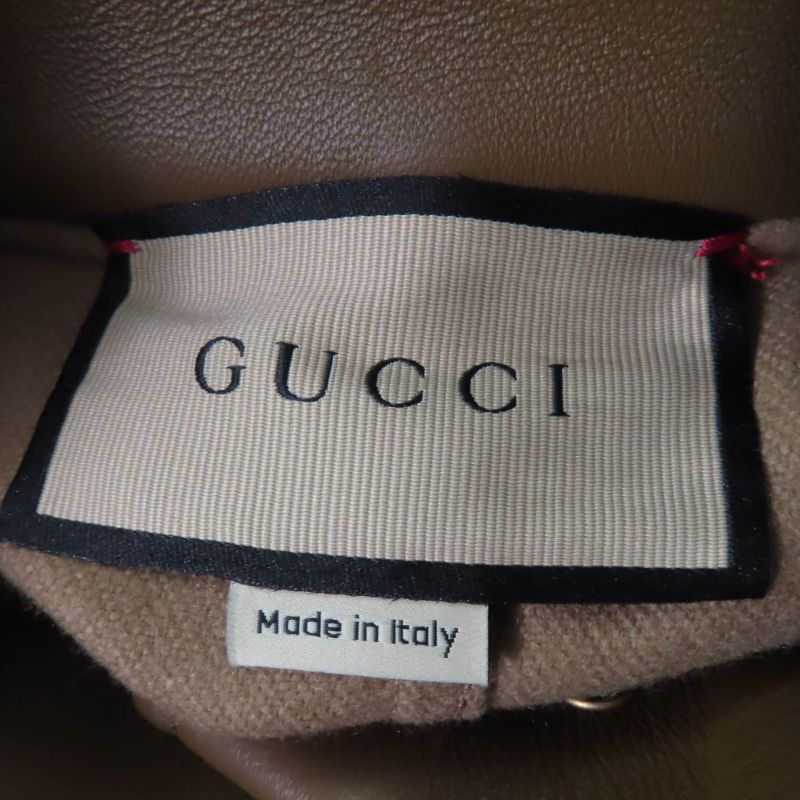 Gucci 730905 100% Wool Leather Large Cape Coat With Logo Buttons Poncho Brown