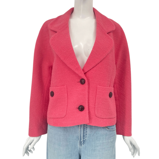 Gucci Wool Leather Tweed Jacket Pink
