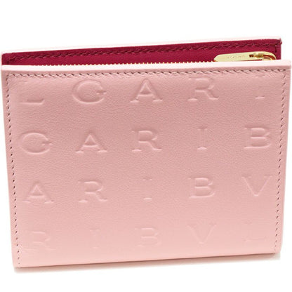 Bulgari Infinitum Logomania Compact Wallet With Coin Purse Calf Pink And Magenta