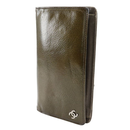Chanel Coco Patent Leather Bronze Women's Long Wallet