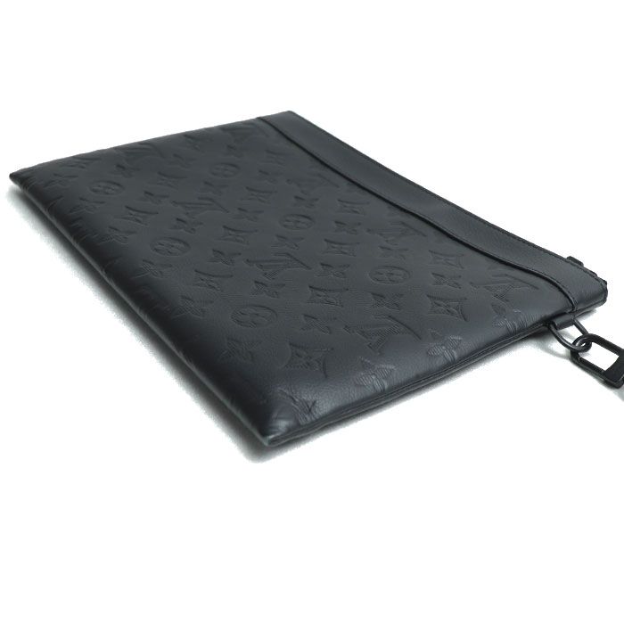 Louis Vuitton Pochette To Go Clutch Bag Monogram Shadow Black M81570 IC Chip