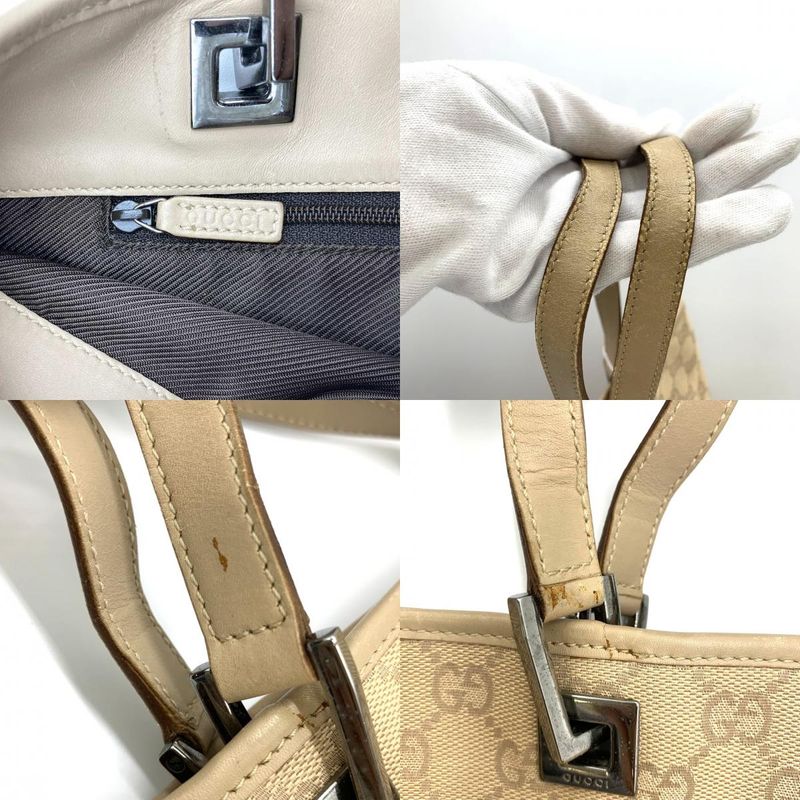 Gucci 31244 Tote Handbag Small Beige GG Canvas/leather Ladies Men Fashion