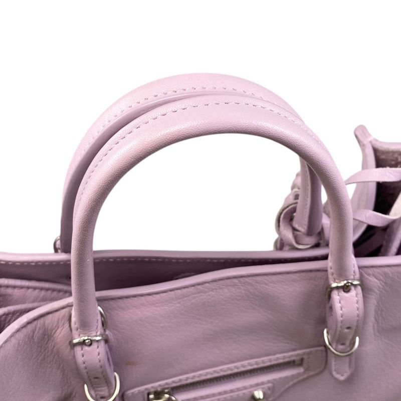 Balenciaga Handbag Shoulder Bag Paper A6 Zip Around 370926 Leather Pink Silver