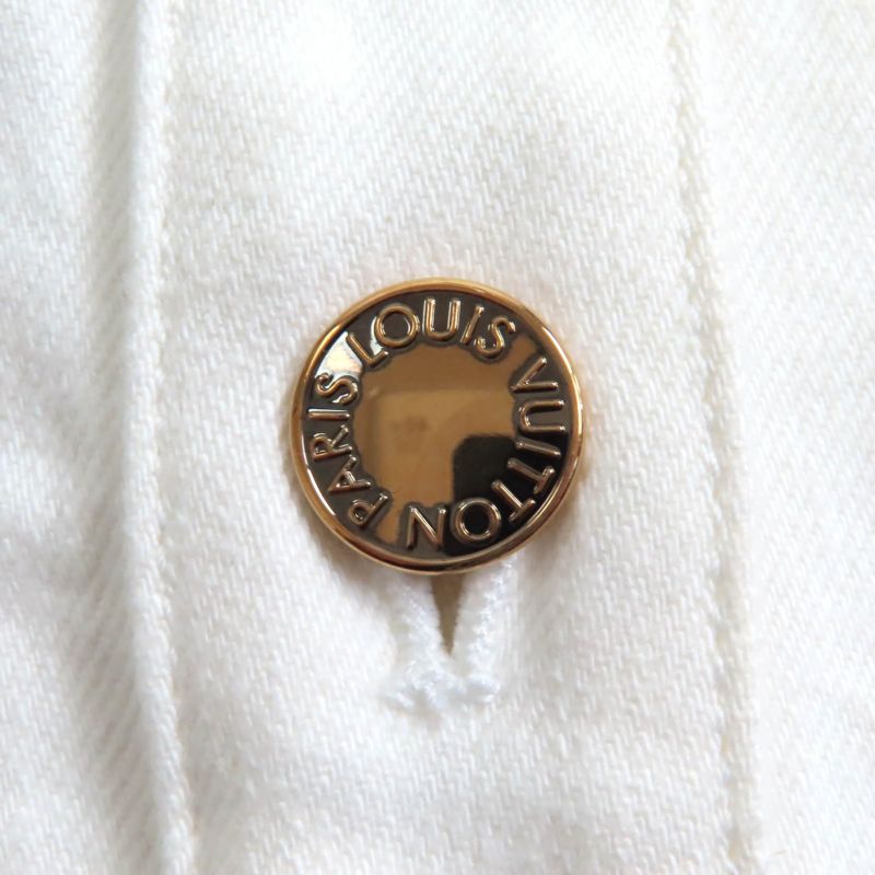 Louis Vuitton 100% Cotton Monogram Ribbon With Logo Button Front Slit White